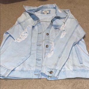 light wash distressed jean jacket